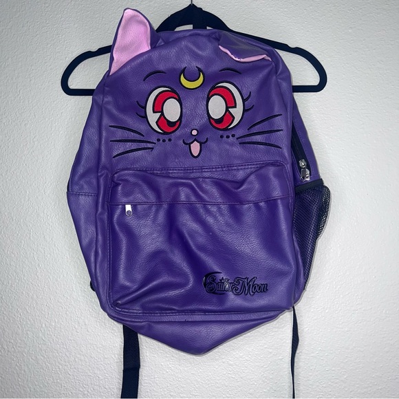 Sailor Moon Luna Cat purple backpack with pocket and cushion inside for … main image 8